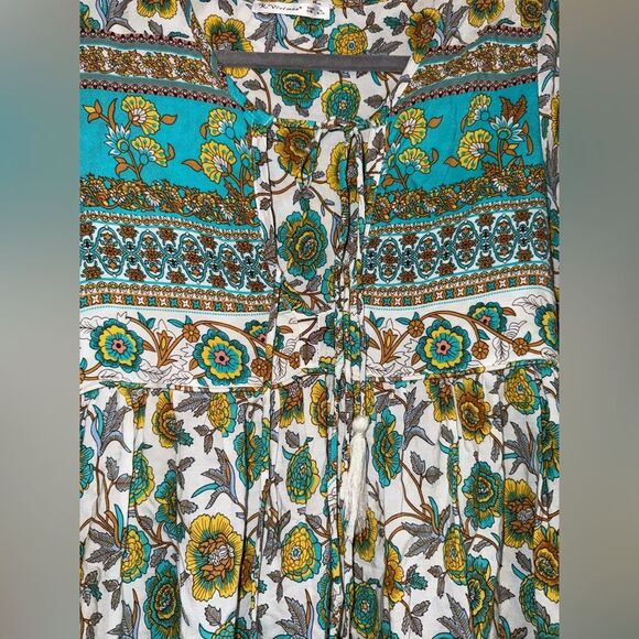 R.Vivimos Women's Long Sleeve Boho Floral Print Mini Tunic Dress Size Small EUC - Picture 3 of 6